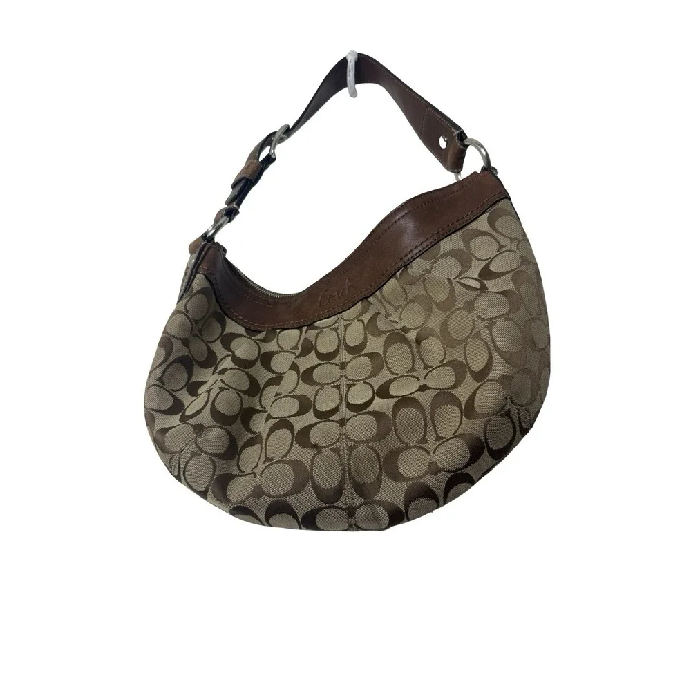 Coach Signature Brown/Beige Shoulder BagBuckle, Strap F13740 vintage y2k